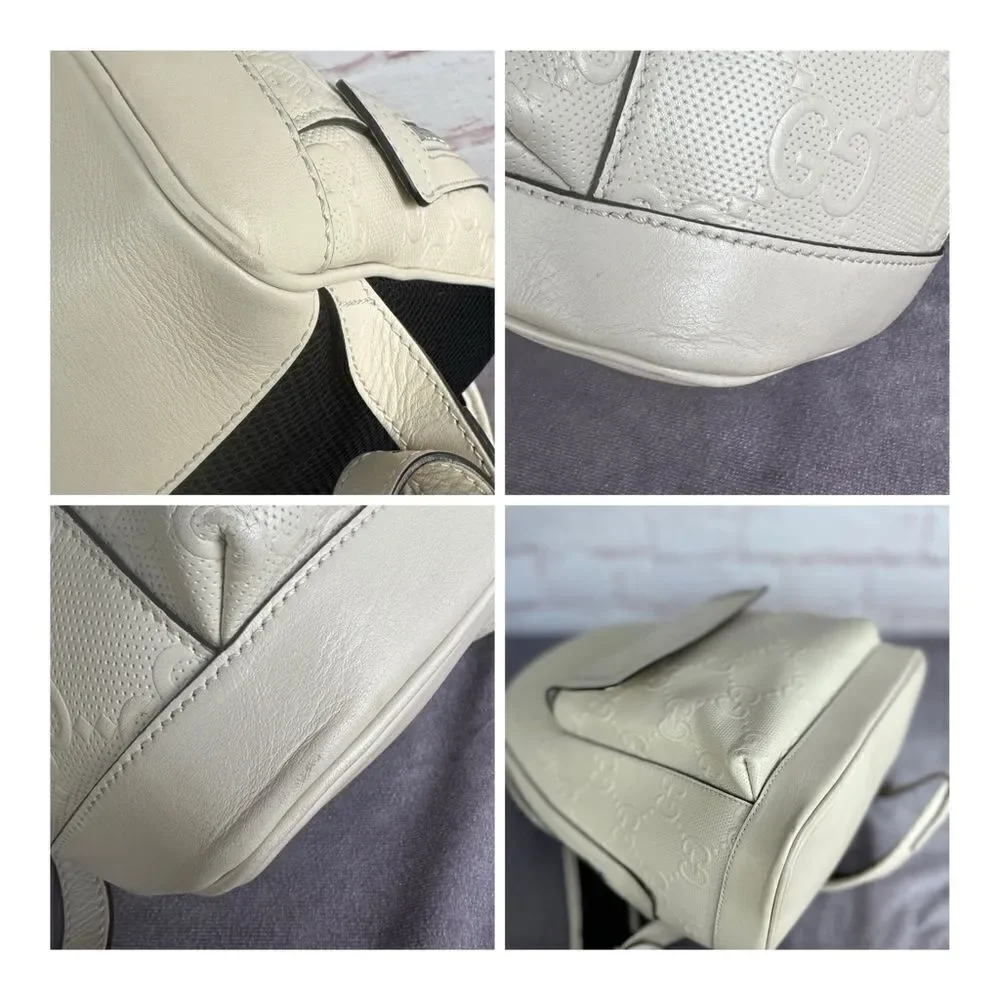 Gucci Embossed Leather Print Gg Backpack